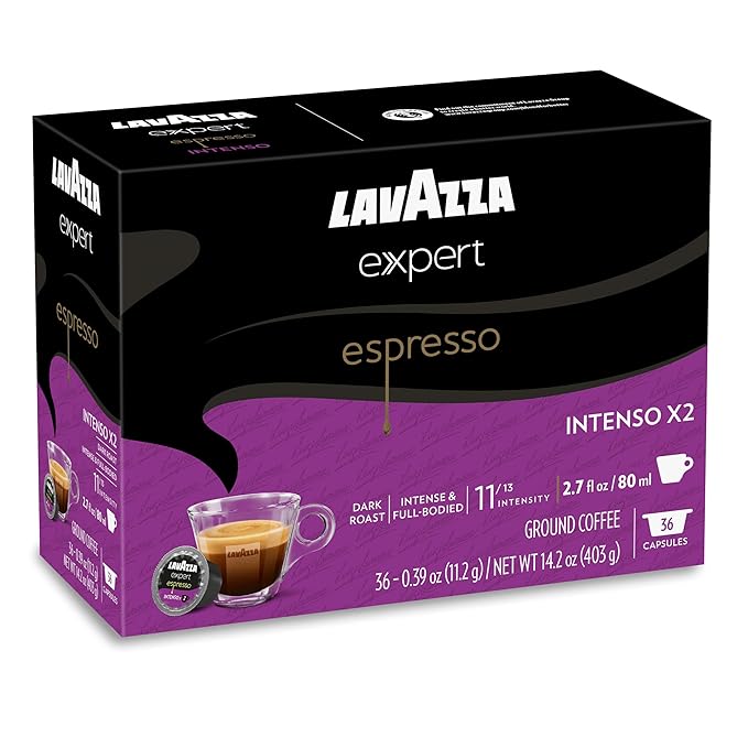 Lavazza Expert Espresso Intenso Double Shot Capsules, Dark Roast, Arabica and Robusta Blend, Compatible with Lavazza Classy Machines (36 Capsules)