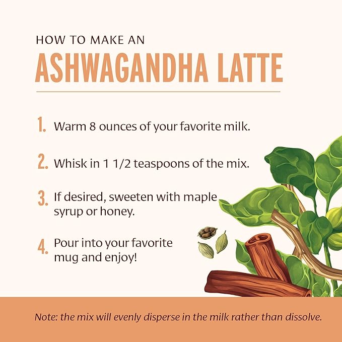 Banyan Botanicals Ashwagandha Latte – Caffeine-Free Organic Herbal Latte Mix – Instant Herbal Adaptogen Drink for Energy, Relaxation, and Nourishment* – 4.2 oz – Non-GMO Sustainably Sourced Vegan