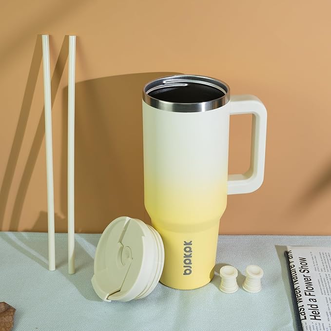 BJPKPK Insulated Tumblers With Handle And Straw 30 oz Stainless Steel Tumbler Cups With Lid,Pistachio Green