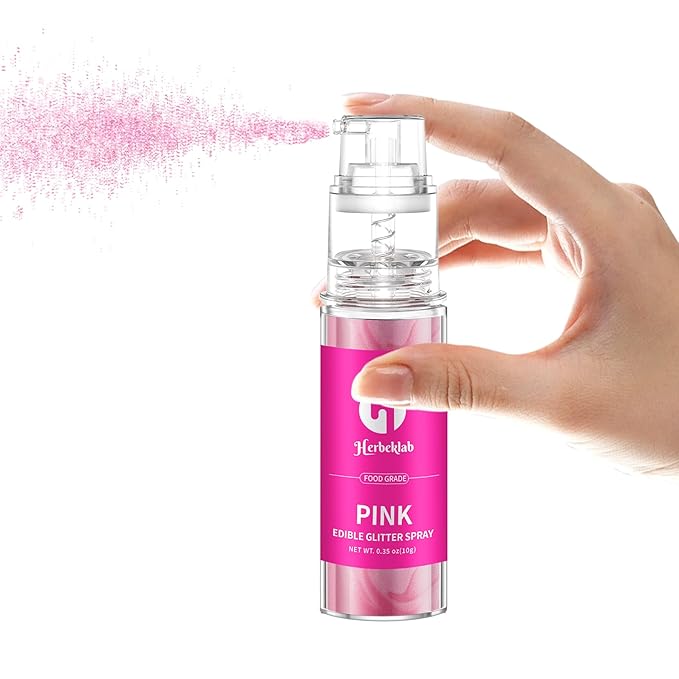 Pink Edible Glitter Spray - 10g Edible Pink Glitter for Cakes Food Grade Shimmer Powder Cake Sprinkles for Cookie Decorating Chocolate Strawberry