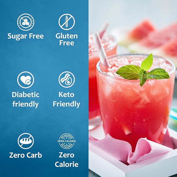 Syruvia Sugar-Free Watermelon Syrup, Flavored Syrup for Drinks, Cocktails, Lemonades, Iced Teas, and Desserts – 25.4 fl oz