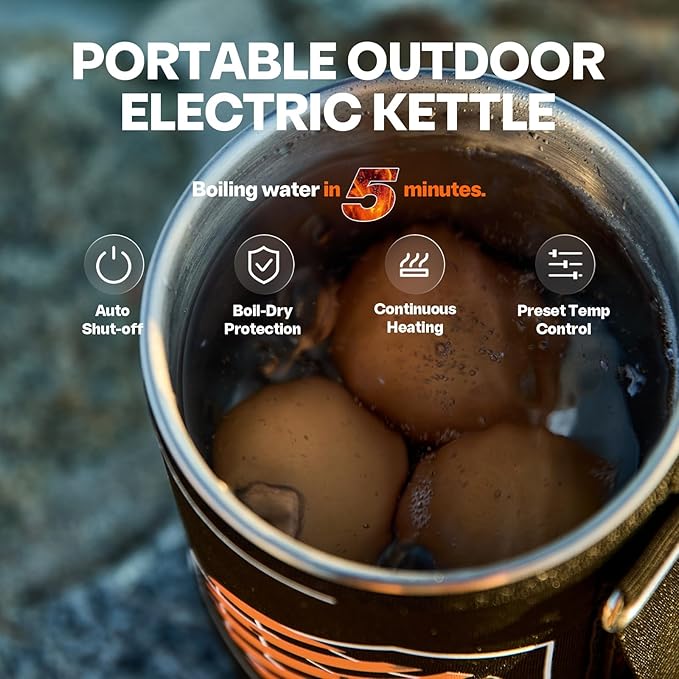Electric French Press Coffee Maker, 120V Boil Water & Press Coffee 2-in-1, Portable Design for Travel, Camping, 6 Minute Brew Ready