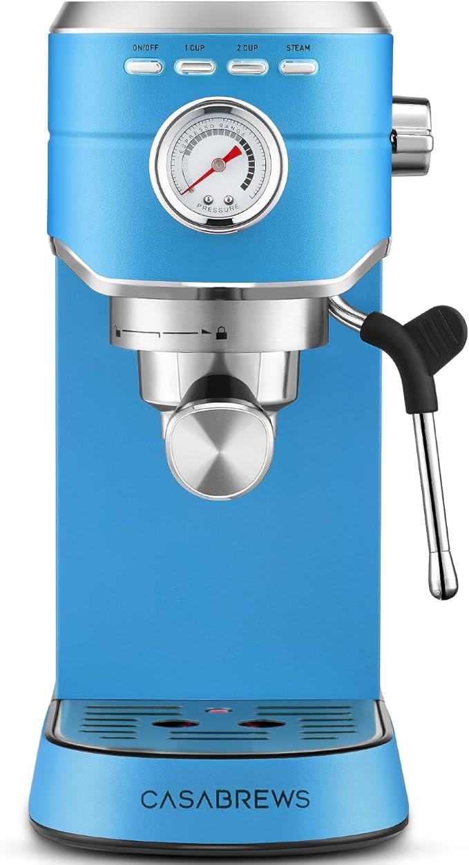 CASABREWS CM5418 Espresso Machine 20 Bar, Stainless Steel Espresso Maker with Milk Frother Steam Wand, Professional Coffee Machine with 34oz Removable Water Tank, Baby Blue