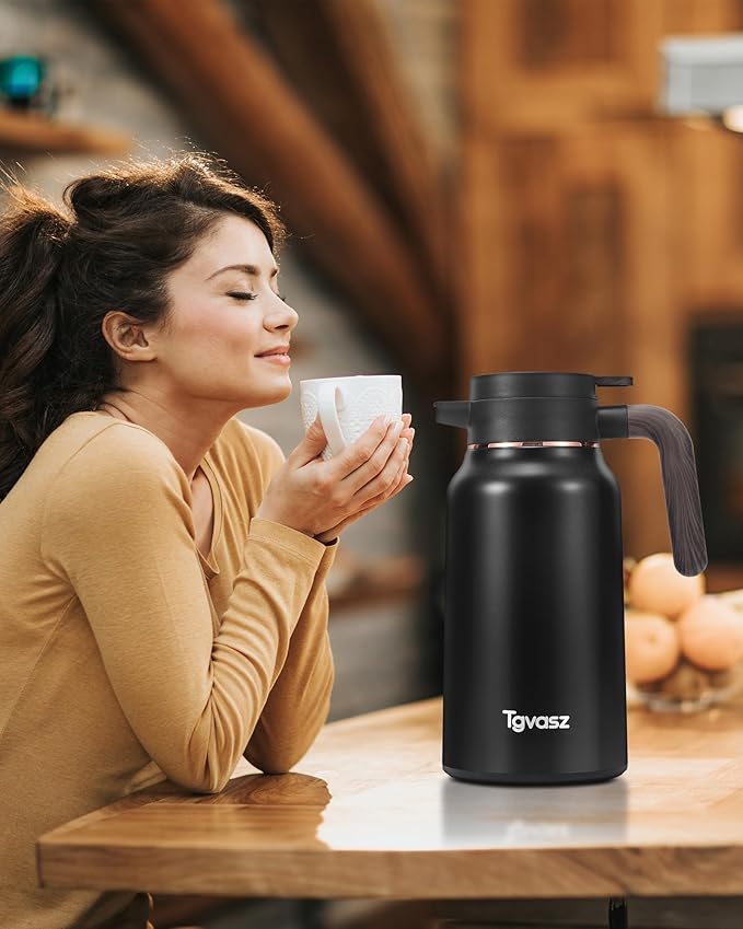 34 Oz Carafes for Hot Liquid, Stainless Steel Insulated Vacuum Thermal Coffee Carafes For Keeping Hot, 1 Liter Coffee Dispenser(silver)