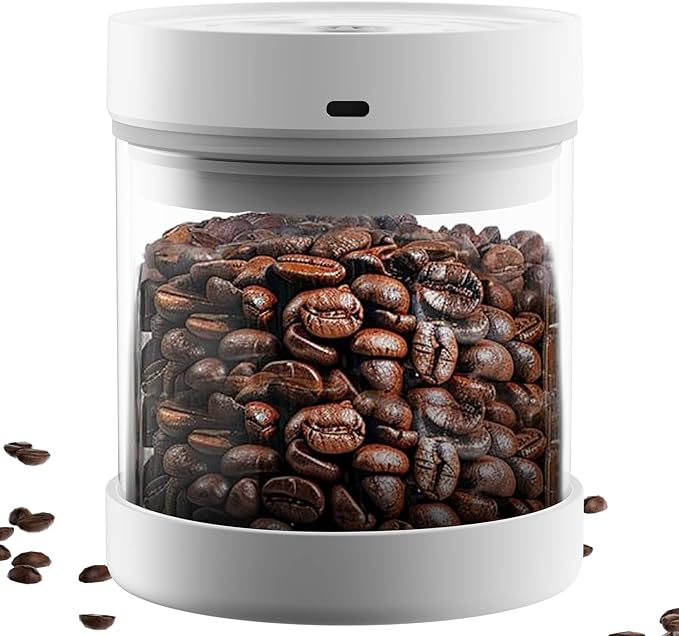 Auto Vacuum Coffee Container, 700ML/10oz Airtight Food Storage Containers, Coffee Bean Storage Canister, Glass Storage Jars for Beans & Food