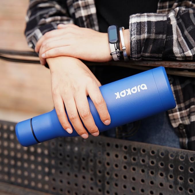 BJPKPK 12oz Water Bottles Stainless Steel Double Wall Vacuum Insulated Small Water Bottles for Travel,Lake Blue