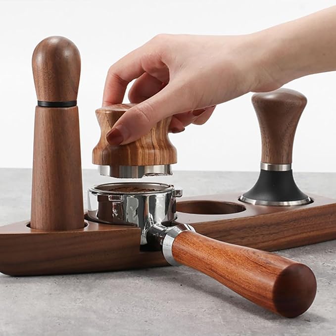 Coffee Tamper Station, Small Ship Shape Portafilter Tamping Stand Espresso Coffee Organizer Box Fit for Storage 54, 64MM Espresso Tamper Mat Portafilter Holder (Accessories not included)