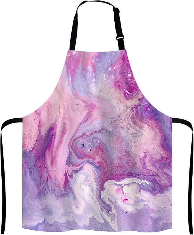 Purple Marble Pattern Bib Apron with Adjustable Neck for Men Women,Suitable for Home Kitchen Cooking Waitress Chef Grill Bistro Baking BBQ Apron