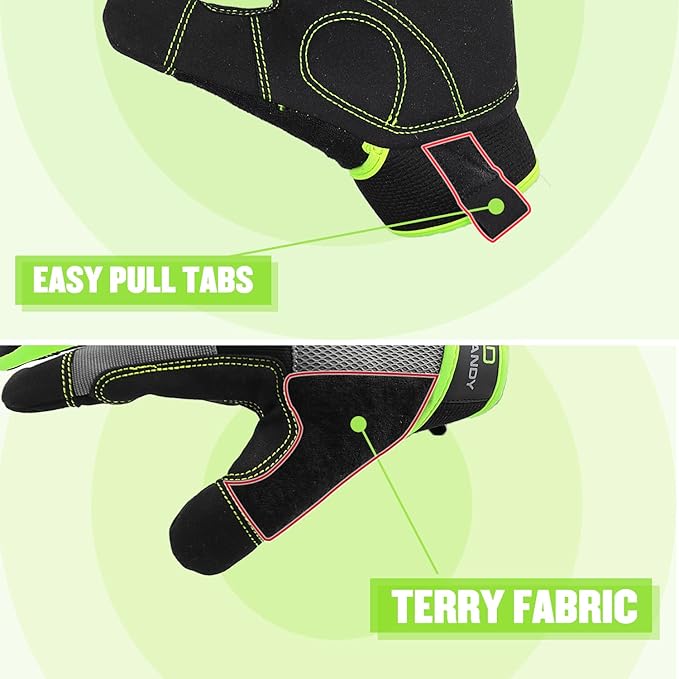 HANDLANDY Work Gloves for Men & Women, Utility Mechanic Working Gloves Touch Screen, Flexible Yard Work Gloves