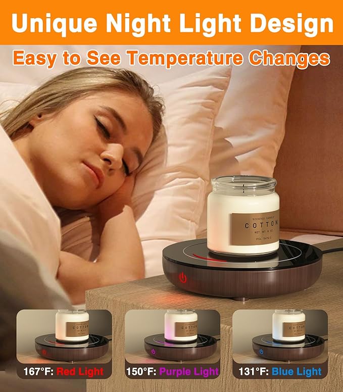Coffee Mug Warmer with Gravity Sensor, Mug Warmer for Desk with LED Light, 3 Temp Settings & 6H Auto Shut Off Coffee Warmer, Electric Candle Warmer Plate for Beverage, Coffee, Tea, Milk