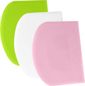 SURDOCA Dough Scraper - 3P 7.1x4.9" Plastic Flexible Bowl Scraper, Sharp Edge & Angles Cake Scraper. Non-Slip Bakeware Decorating Tools Sculpting & Modeling Tools - Pink+White+Green