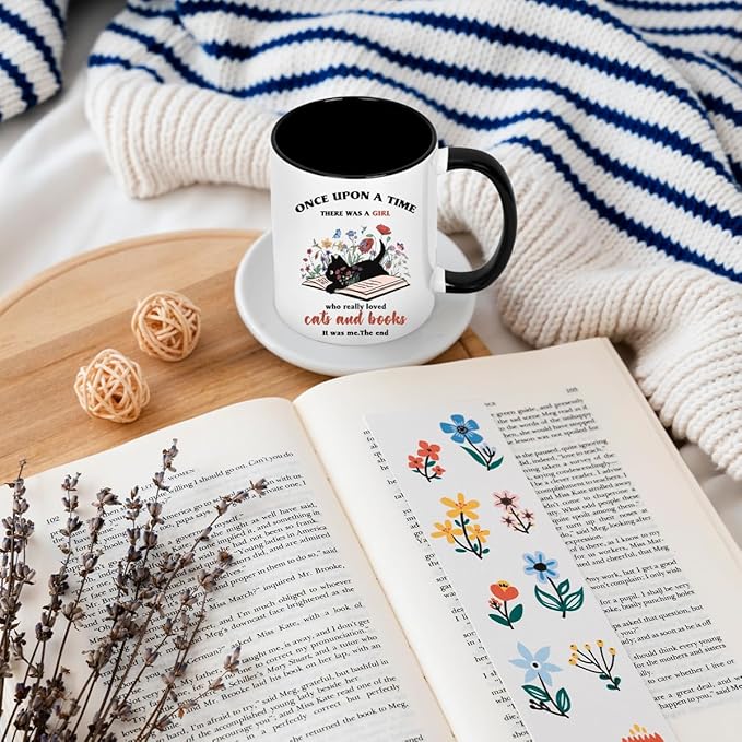 Book Lovers 11oz Coffee Mug, Bookish Gifts for Readers, Christmas Gifts for Book Lovers, Book Club Gifts, Cat Lover Gifts, Gifts for Librarians Her Best Friend