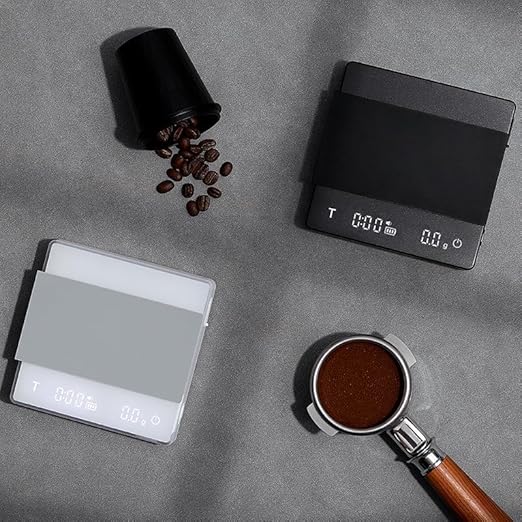 MHW-3BOMBER Mini Coffee Scale with Auto Timing,Electronic Espresso Scale,Type-C Rechargeable Coffee Weight Scale,Tare Function,g/oz,LED Display,Digital Scale for Coffee/Kitchen,White ES6034W-OS