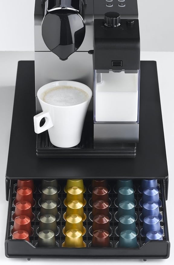 Capsule Drawer Coffee Pod Storage Compatible for Nespresso Support Metal Holder 60 Pcs