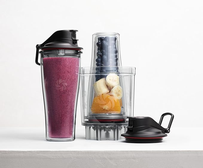Vitamix Personal Cup Adapter, BPA-Free, Dishwasher Safe, Two 20oz Cups, Two Lids and One Adapter, Clear