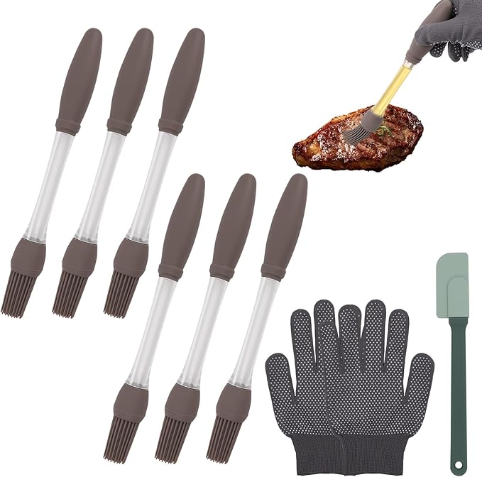 8 Pcs Silicone Brush Cooking Set, Heat Pastry Basting Brush for Home Outdoor Use Cooking BBQ Barbecue Baking