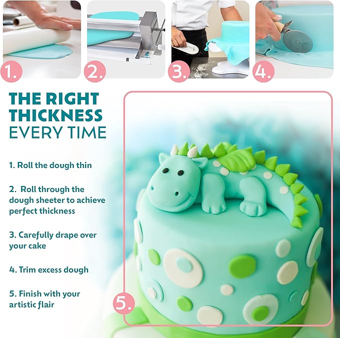 Manual Dough Sheeter Machine - Sfogliafacile NSF Manual Pasta Maker Machine for Icing, Marzipan and Puff Pastry | Easy Install Dough Sheeter Machine for Home or Small Commercial Kitchens