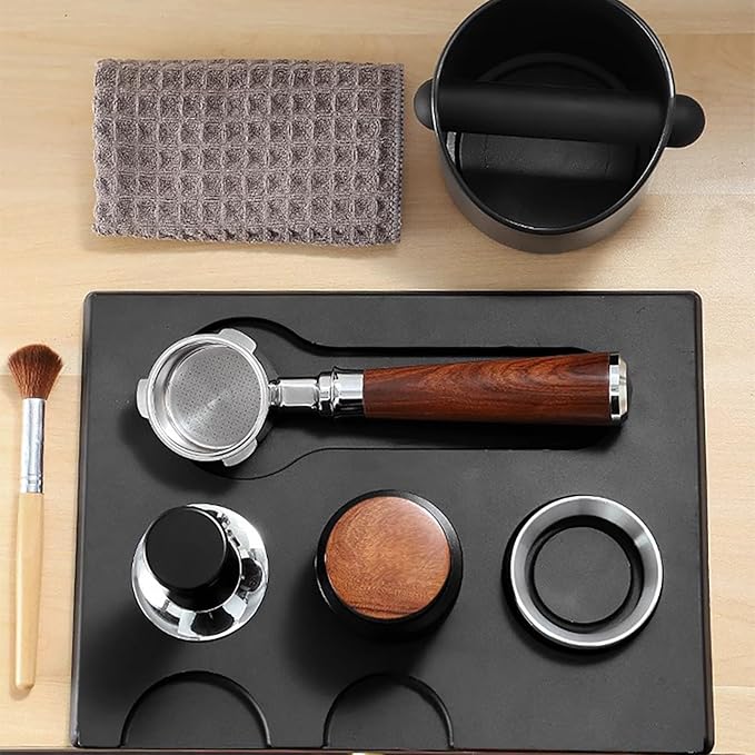 Espresso Tamping Mat, Large Tamping Mat with Corner Edge, Anti-Slip Espresso Silicone Mat For Baristas Tool Supplies, Coffee & Espresso Machine Parts & Accessories, Black 12.6 x 9.5 inch