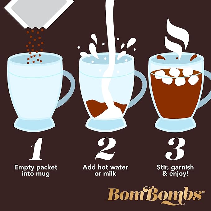 BomBombs Mini Hot Chocolate Gift Set in Signature Brown Packaging, Dessert Flavors Include Rocky Road, Cookie Butter, Pumpkin Pie & More, Set of 12