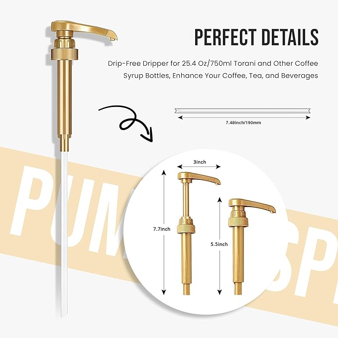 Jimoco® Syrup Pump Dispenser + Torani® Sugar Free French Vanilla Syrup, 25.4 oz - Coffee Syrup Pump & Flavoring Bundle