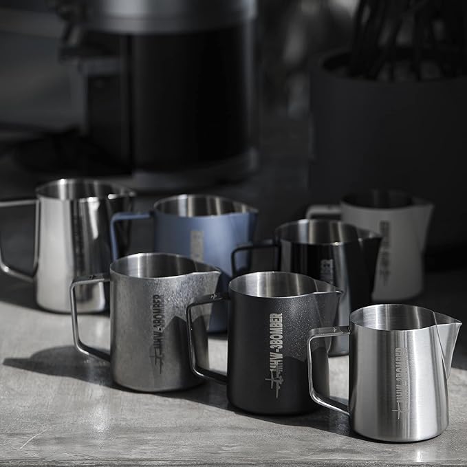 MHW-3BOMBER Milk Frothing Pitcher 16.9oz/500ml Espresso Steaming Pitcher Stainless Steel Frothing Cup Capuccino Latte Art Pitcher, Green P5029-OS
