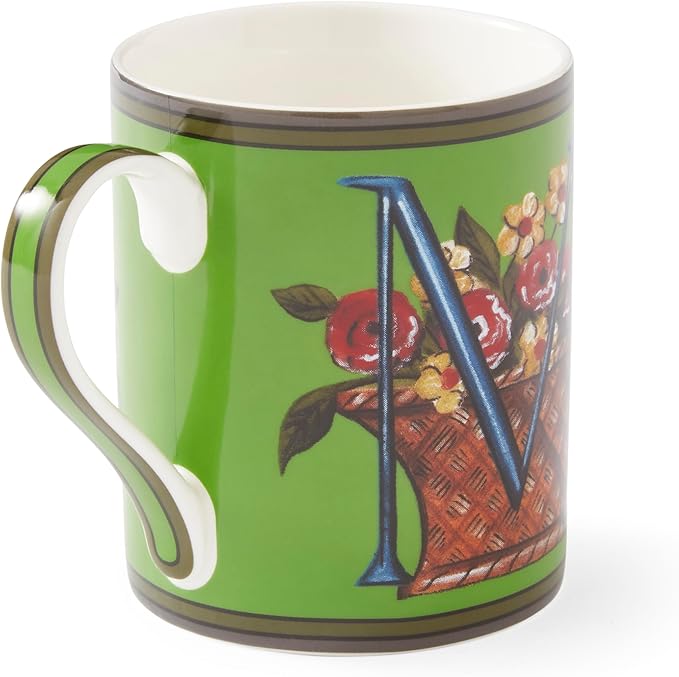 Spode Kit Kemp Alphabet Mug - Letter M Monogram in Fine China, 12oz Ceramic Coffee Cup for Hot Drinks, Personalized Drinkware for Unique Gifts, Dishwasher Safe Tea or Coffee Mug - Gift Box Included