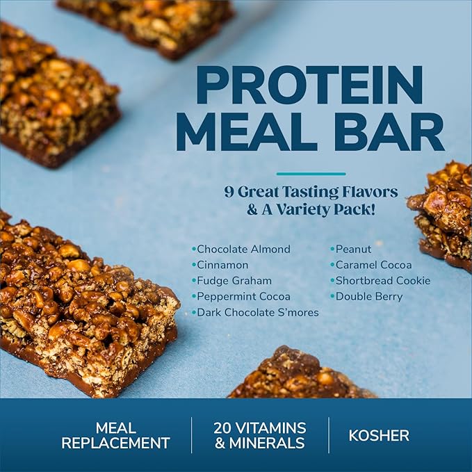 WonderSlim Meal Replacement Protein Bar, Shortbread Cookie, 15g Protein, 20 Vitamins & Minerals, Gluten Free (7ct)
