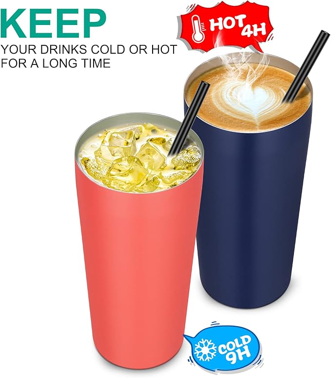VEGOND 20oz Tumbler Bulk with Lid and Straw 1 Pack, Stainless Steel Vacuum Insulated Tumbler, Double Wall Coffee Cup Travel Mug, Navy Blue