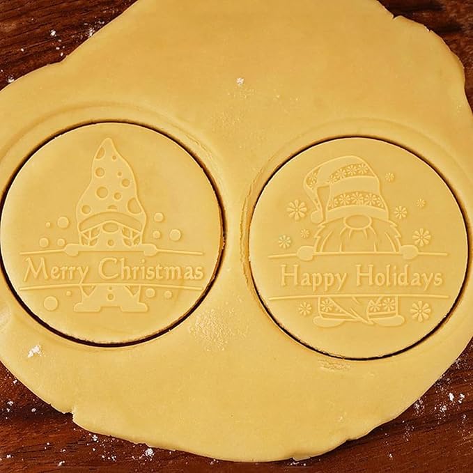 2025 Personalized Christmas Cookie Stamp Unique 3D Embossed Design Fun Tool for Baking Art (E)