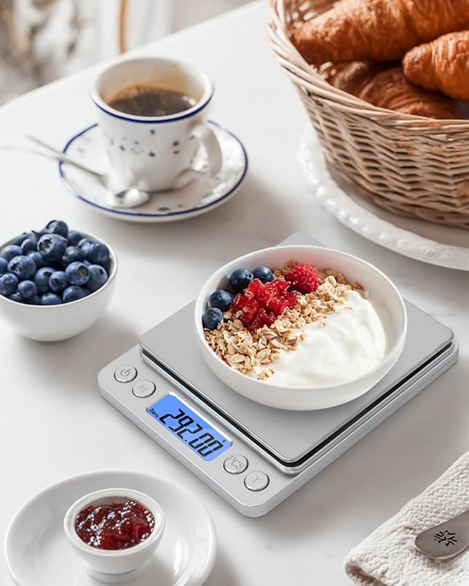 NEXT-SHINE Gram Scale, Digital Pocket Scale Portable Mini Size 500g x 0.01g with Back-Lit LCD Display Stainless Steel Platform Grams Ounces for Coffee Brewing Jewelry Cooking Baking