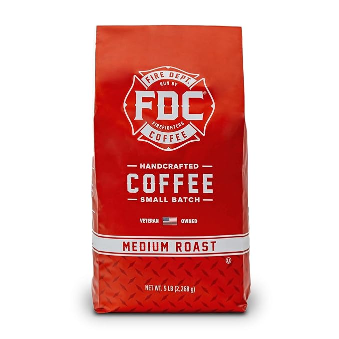 Fire Department Coffee - Gives Back to Firefighters - Balanced & Smooth Original Medium Roast Coffee Beans - Roasted in the USA - Whole Bean - Veteran Owned - Bulk 5 LB