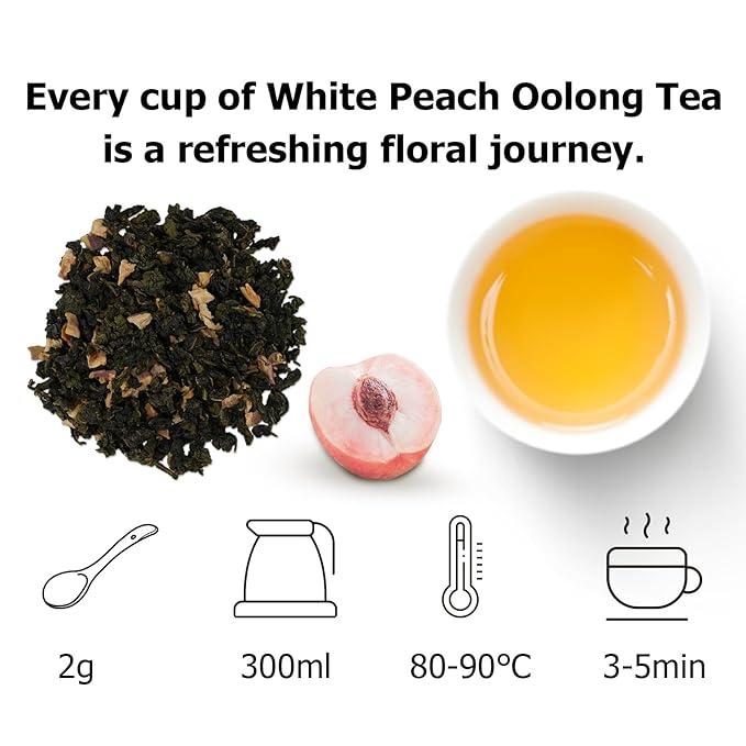 HANFANGLING White Peach Oolong Tea, 2PCS, Refreshing, Fresh Sweetness of White Peach and Aromatic Taste of Oolong Tea