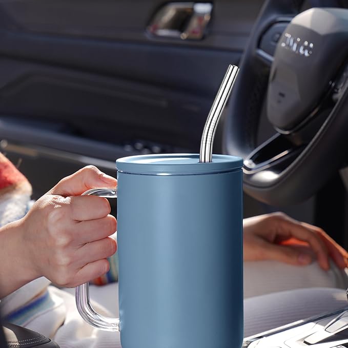Tomorotec 8-Pack Bent Stainless Steel Straws for 40oz Stanley Tumblers, 12" Metal Straws for Stanley Cup with 1 Brush, Reusable Drinking Straws for Smoothies, Milkshakes, Dishwasher Safe (Silver)
