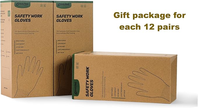Safety Work Gloves PU Coated for Men and Women-12 Pairs,Black Seamless Knit Glove with Two Fingers Touchscreen,Ideal for General Duty Work (X-Large)