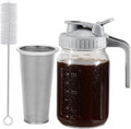 Cold Brew Coffee Maker Glass Pitcher, 32 oz Mason Jar with Pour Spout Handle Lid with Stainless Steel Filter for Iced Coffee, Lemonade, Ice Tea, Fruit Drinks