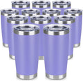 20 oz Tumbler Stainless Steel Tumblers Bulk with Lid Double Wall Insulated Coffee Tumbler Cups for Hot & Cold Drinks Powder Coated Travel Coffee Tumbler Mug Metal (Lavender, 12 pack)