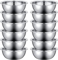 Pinkunn Set of 12 Stainless Steel Mixing Bowls, Nesting Metal Prep Salad Bowl Bulk Kitchen Large Reusable Baking Food Container for Hotel Restaurant Home Cooking, Silver(12.6 x 4.25 Inch)