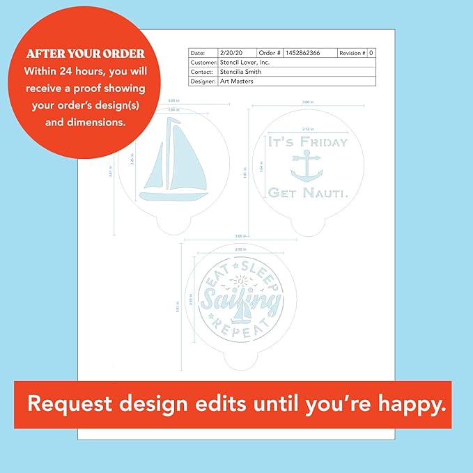 Stencil Stop Custom Coffee Stencil - Customizable for Business Logos, Faces, Images - 14 Mil Mylar Plastic (3.5 x 3.5 inches - 10 Pack)