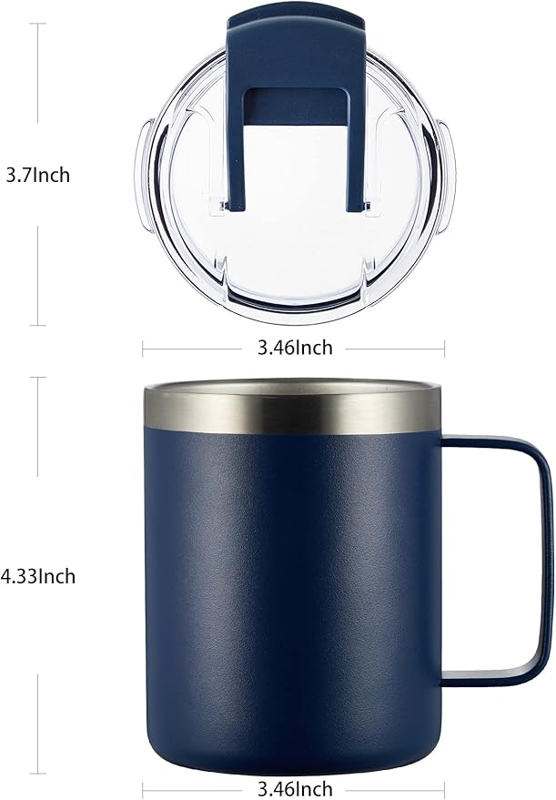 ALOUFEA 12oz Insulated Coffee Mug Cup with Handle, Stainless Steel Travel Coffee Mug with Flip Lid, Double Wall Vacuum Coffee Tumbler,Raspberry Vibes