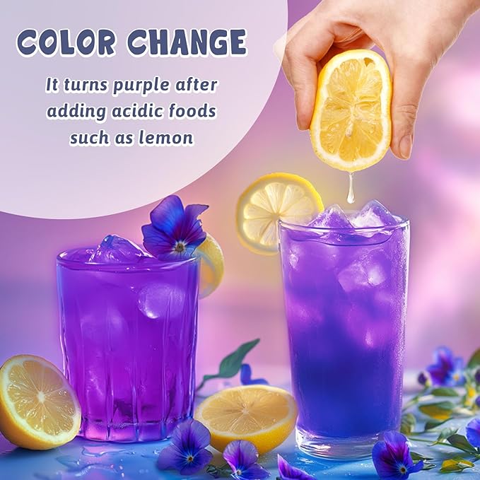 Butterfly Pea Flower Powder - 3 oz All Natural Butterfly Pea Flower Tea, Bright Blue and Purple Food Coloring Butterfly Pea Powder for Ice Cream, Popsicle, Cocktail, Smoothies, Coffee, Milk, Bakery - 85g