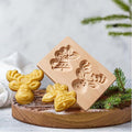 Wooden Cookie Biscuit Mold, 3D Baking Mold, Embossing Craft Decorating Baking Tool, Suitable for Halloween Thanksgiving Christmas Kitchen DIY (Bell Deer)