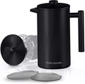 Utopia Kitchen Stainless Steel French Press Coffee Maker 34 Oz (1 Litre) with 2 Extra Filters, French Press Coffee & Tea Maker for Kitchen & Camping, Cold Brew Cafetiere, Black