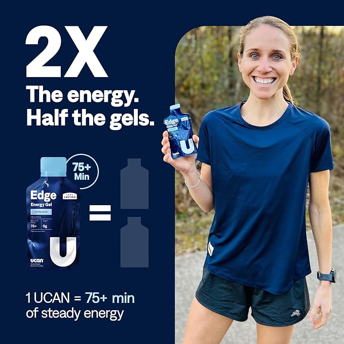 UCAN Edge Energy Gel Shots, Unflavored (12, 2 Ounce Packets) for Running, Training, Workouts, Fitness, Cycling, Crossfit | Sugar-Free, Vegan, & Keto Friendly Energy
