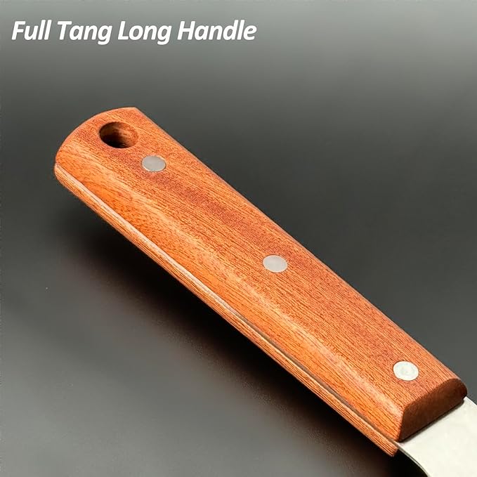 Vovoly Extra Wide Griddle Scraper, 5.5''x5.5'' Smashed Burger Scraper Grill Scraper Spatula Burger Turner - Full Tang Wooden Handle Professional Grade Grill Accessories, Knife Grade Stainless Steel