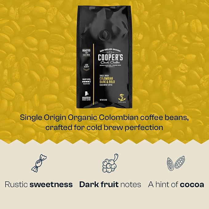 Cold Brew Coffee Colombian Reserve Single Origin Coarsely Whole Bean Coffee - 5 lb. Bag - Dark Roast