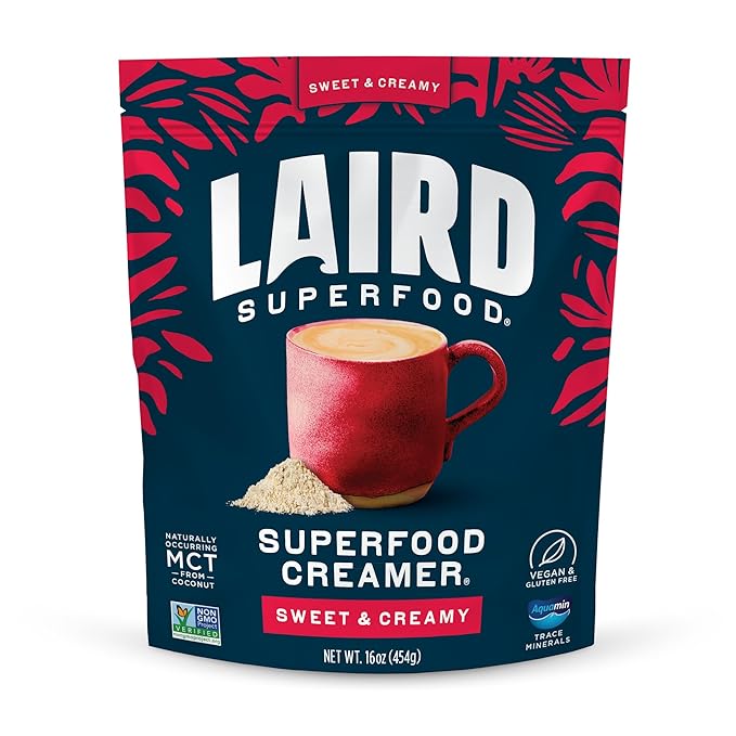 Laird Superfood Non-Dairy Superfood Creamer - Coconut Powder Coffee Creamer - Sweet & Creamy - Gluten Free, Non-GMO, Vegan - 16 oz. Bag, Pack of 1