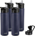 HASLE OUTFITTERS Insulated Water Bottle 22 oz Double Wall Stainless Steel Water Bottle Wide Mouth with Straw Lid & Spout Lid Keeps Cold or Hot(Navy,4)