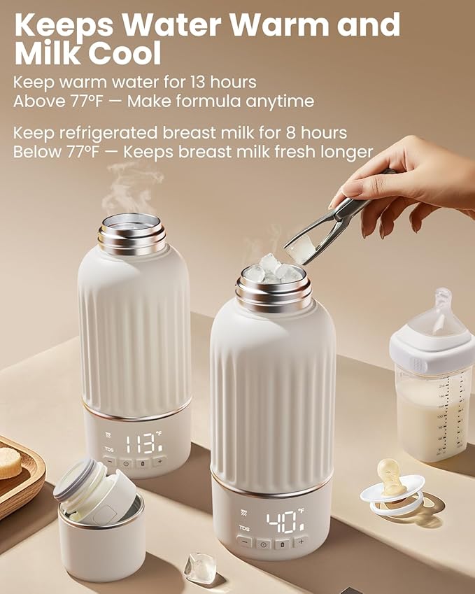 Portable Bottle Warmer for Travel, 2.5 Min Fast Heating for Breast Milk and Formula, Portable Milk Warmer with 10400mAh Long Battery, 17oz Large Capacity, Fast Charging Baby Bottle Warmer