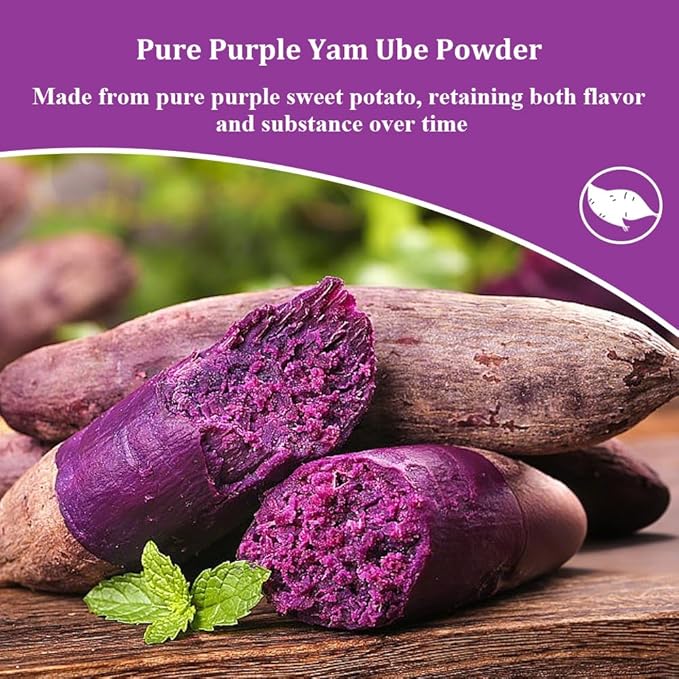 Fraunitsh Purple Sweet Potato Powder 7oz | Ube Powder | Natural Purple Yam Food Coloring for Baking Smoothies Dinks & Recipes | No Additives (7oz)