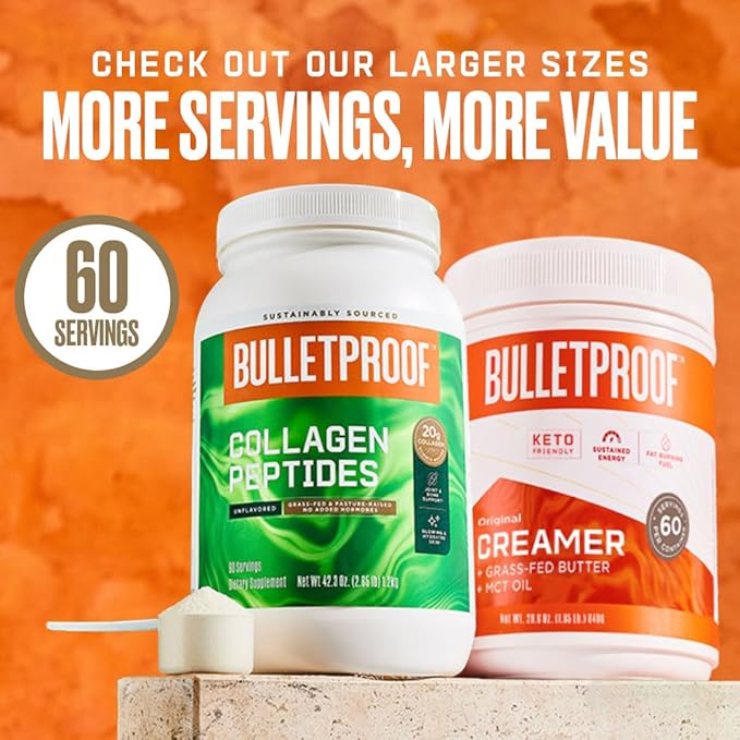 Bulletproof Vanilla Collagen Peptides Powder with MCT Oil, 17.6 Ounces, Grass-Fed Collagen Protein for Skin, Bones and Joints